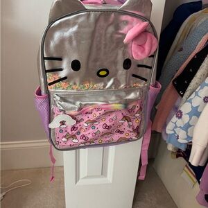 Cute Silver and Pink Cat Backpack